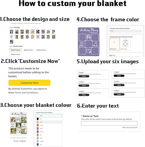 Miniatura 2 de Artsadd Manta conmemorativa personalizada con fotos y nombre, regalos de recuerdo amoroso personalizados para seres queridos, mantas de recuerdo