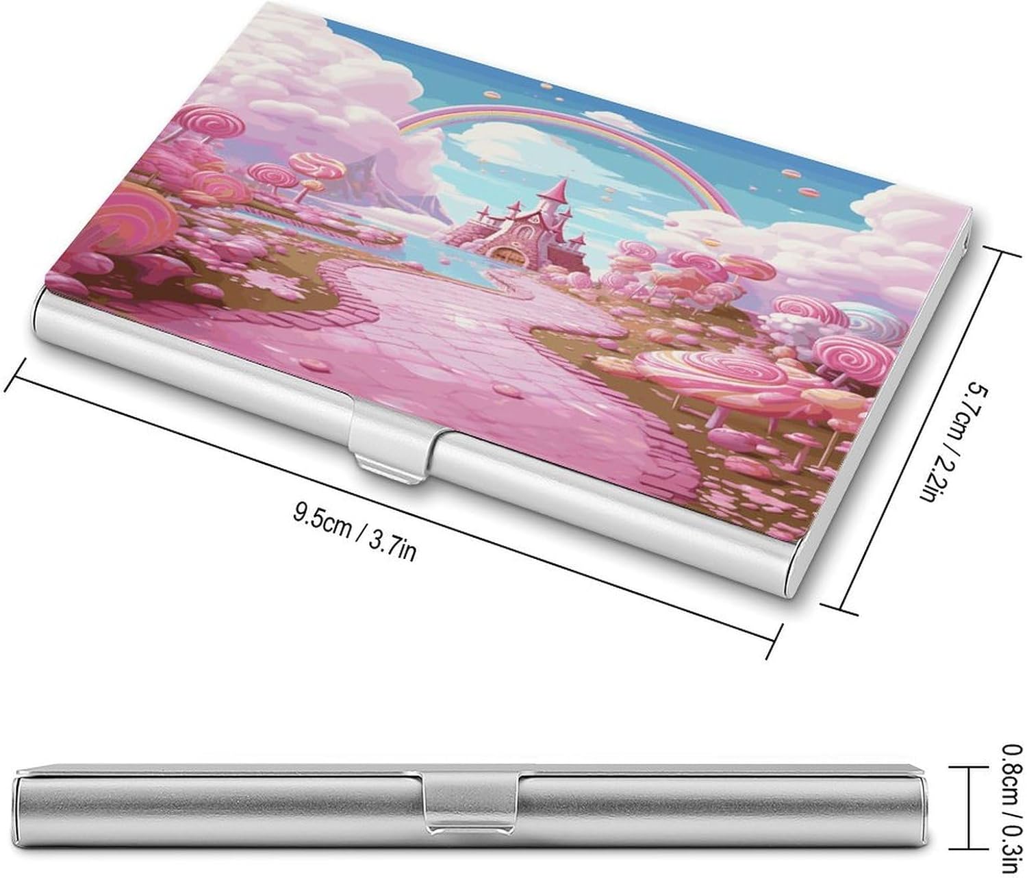 Pink Candy Business Card Holder Slim Purse Name Card Holder Carry-on Pocket Wallet Business Card Holders Large Capacity Aluminum Business Card Case for Men Women
