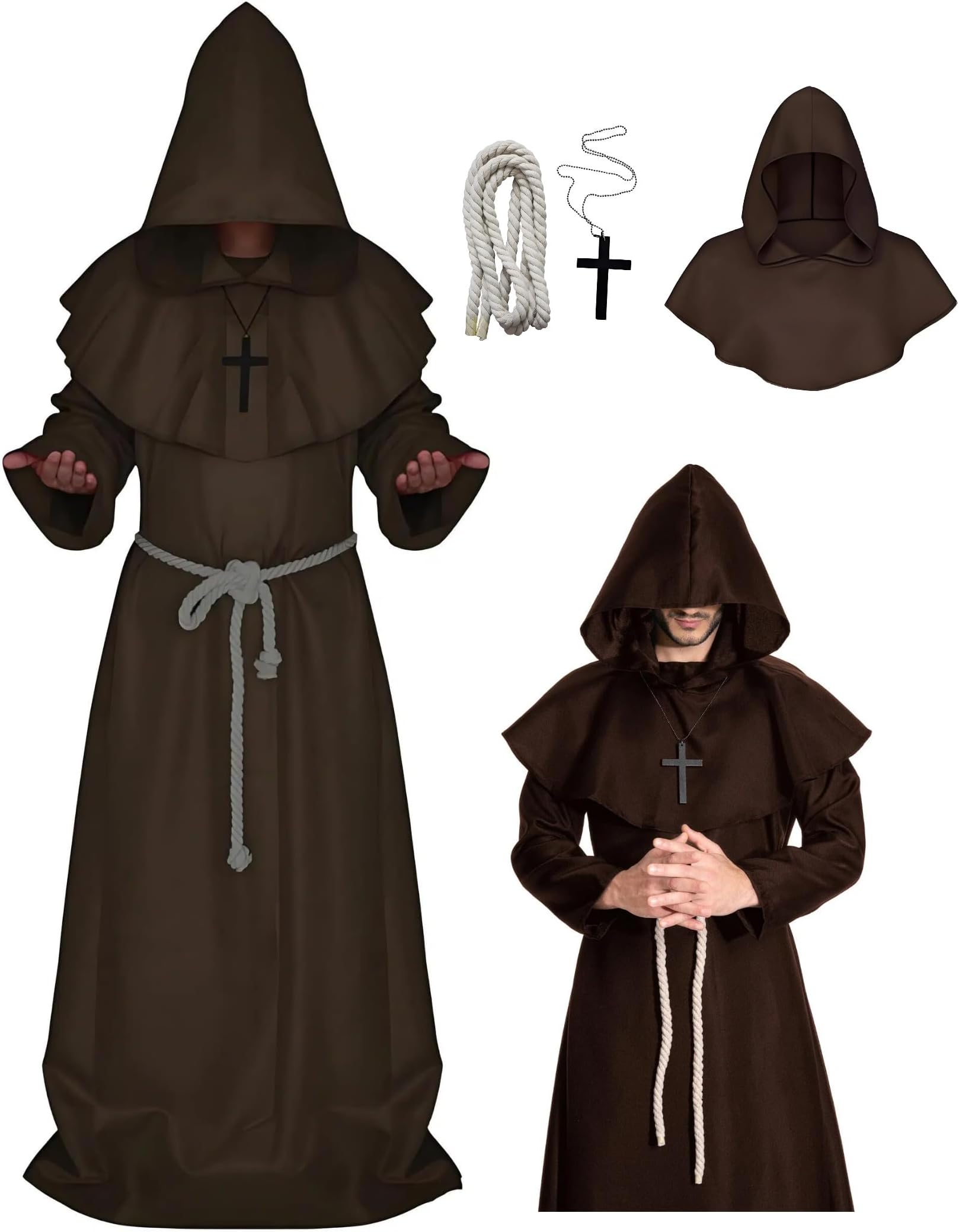 Medieval Monk Robe Priest Robe Halloween Cosplay Costume Cloak