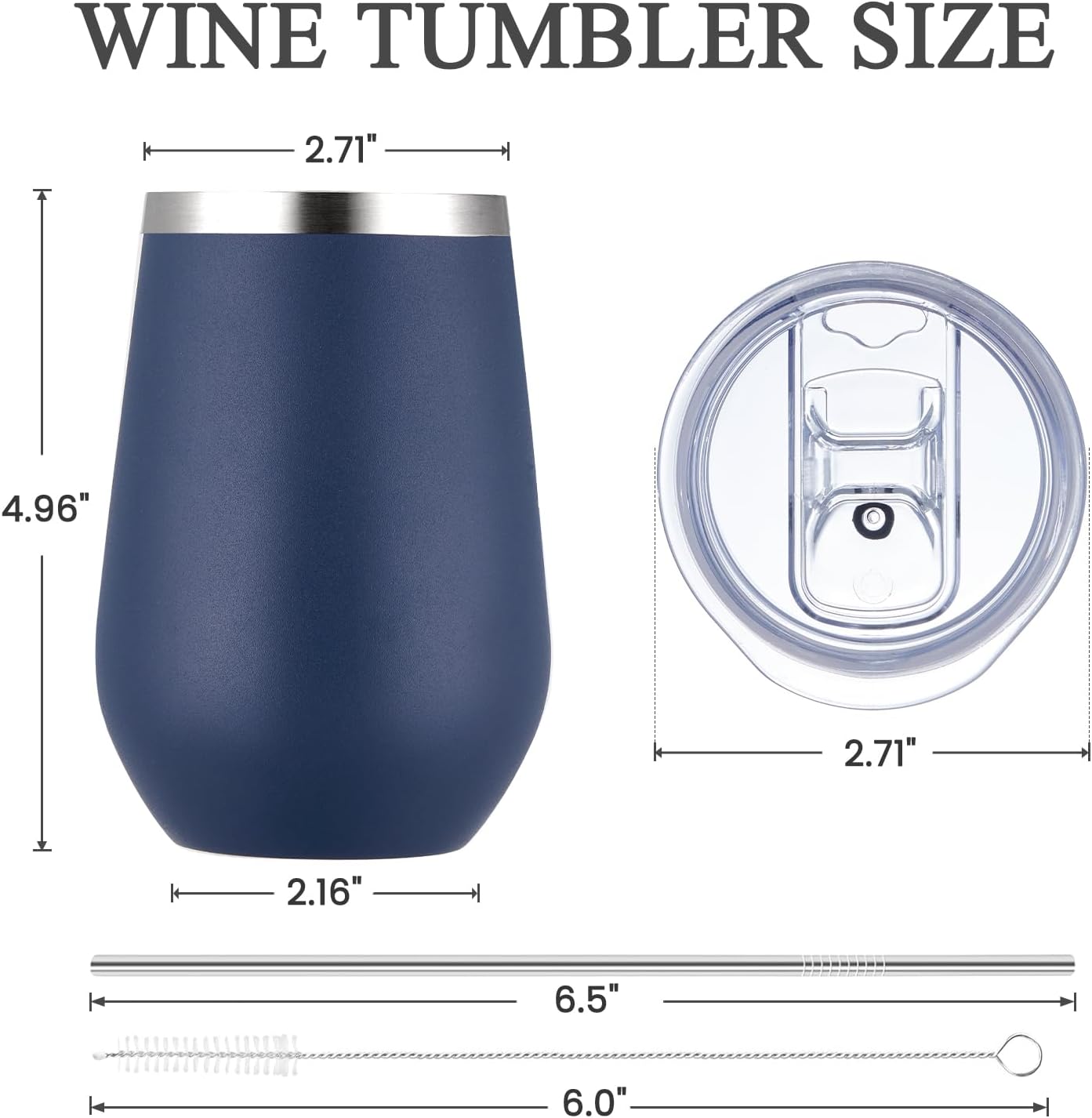 MEWAY Durable 12oz Stainless Steel Wine Tumbler with Lid and straw - Vacuum Insulated Coffee and Wine Cup for Travel, Parties, and Outdoor Events(Navy,1) - Image 6