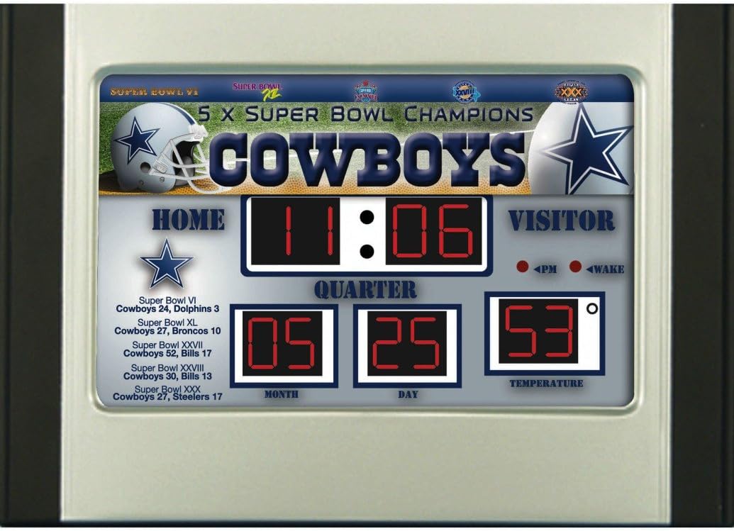 Dallas Cowboys Scoreboard Desk Clock Sports Fan Alarm