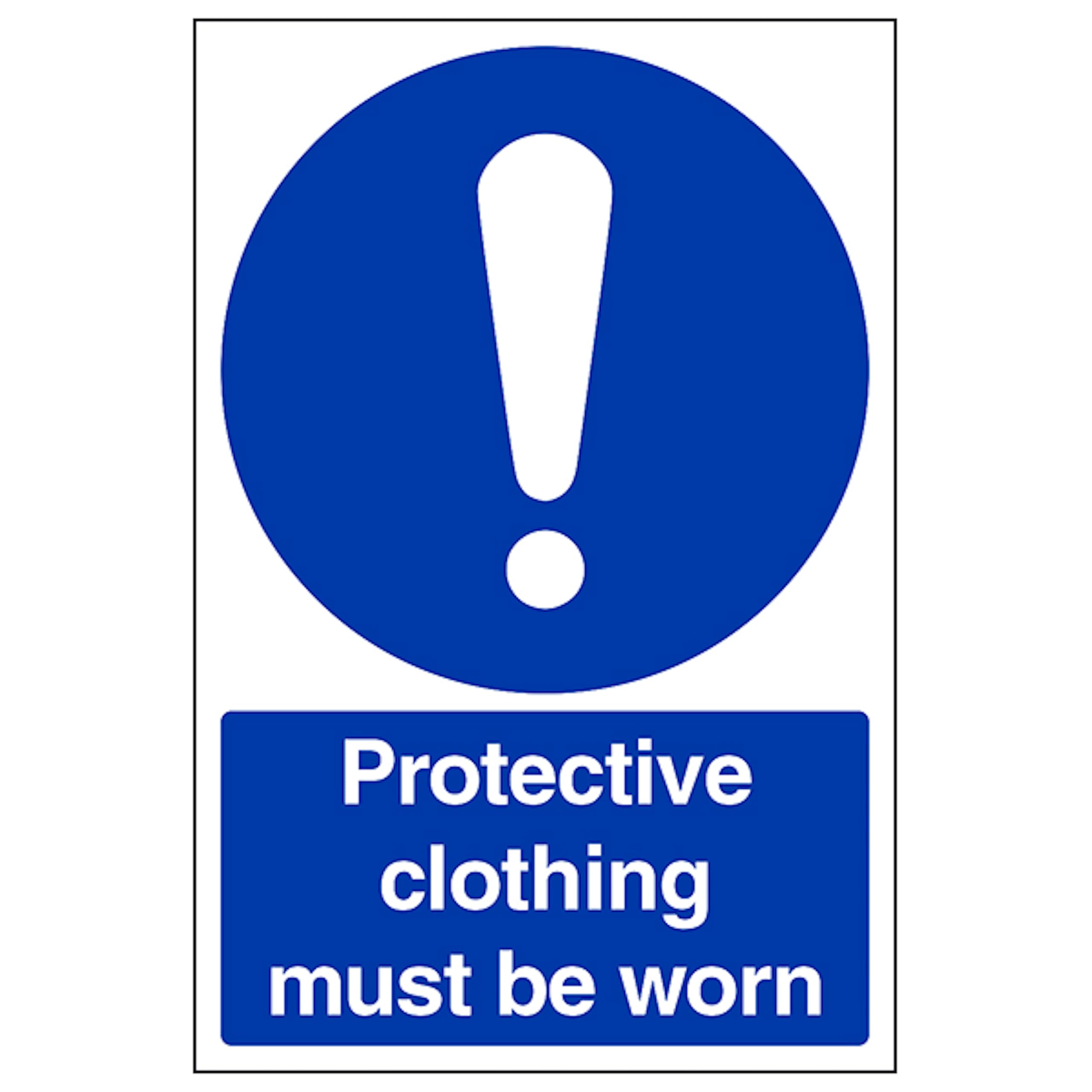 V Safety Protective Clothing Must Be Worn - Portrait 150 x 200 mm - 2mm Super-Tough Rigid Plastic Safety Sign