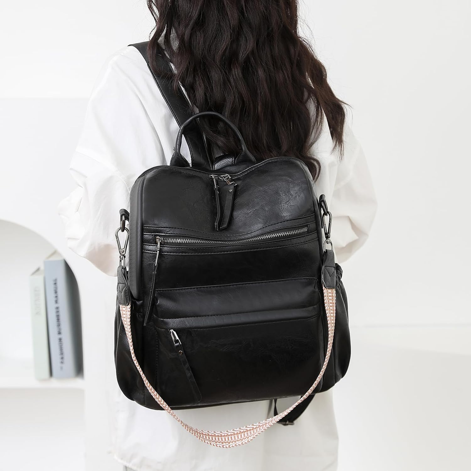 Fashion Backpack Purse for Women Leather medium Anti-theft Multipurpose PU Ladies Shoulder Travel bag Satchel Handbags