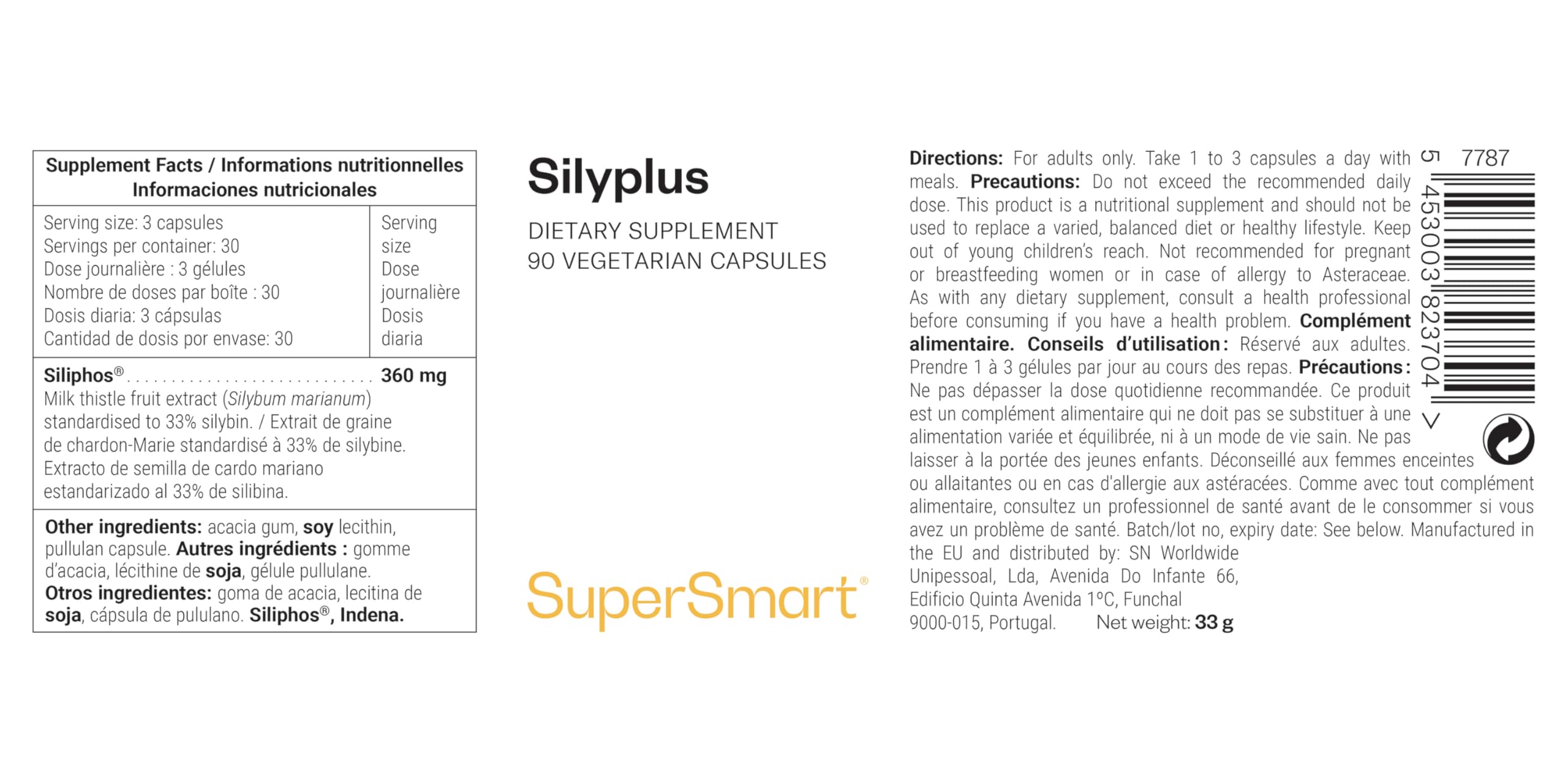 SilyPlus - Silimarina 10x Plus assorbibile dal cardo mariano - Contribuisce alla salute del fegato - Aiuta a la salute dell'apparato digerente - Phytosome® e Siliphos™ brevettati - Vegano - Supersmart