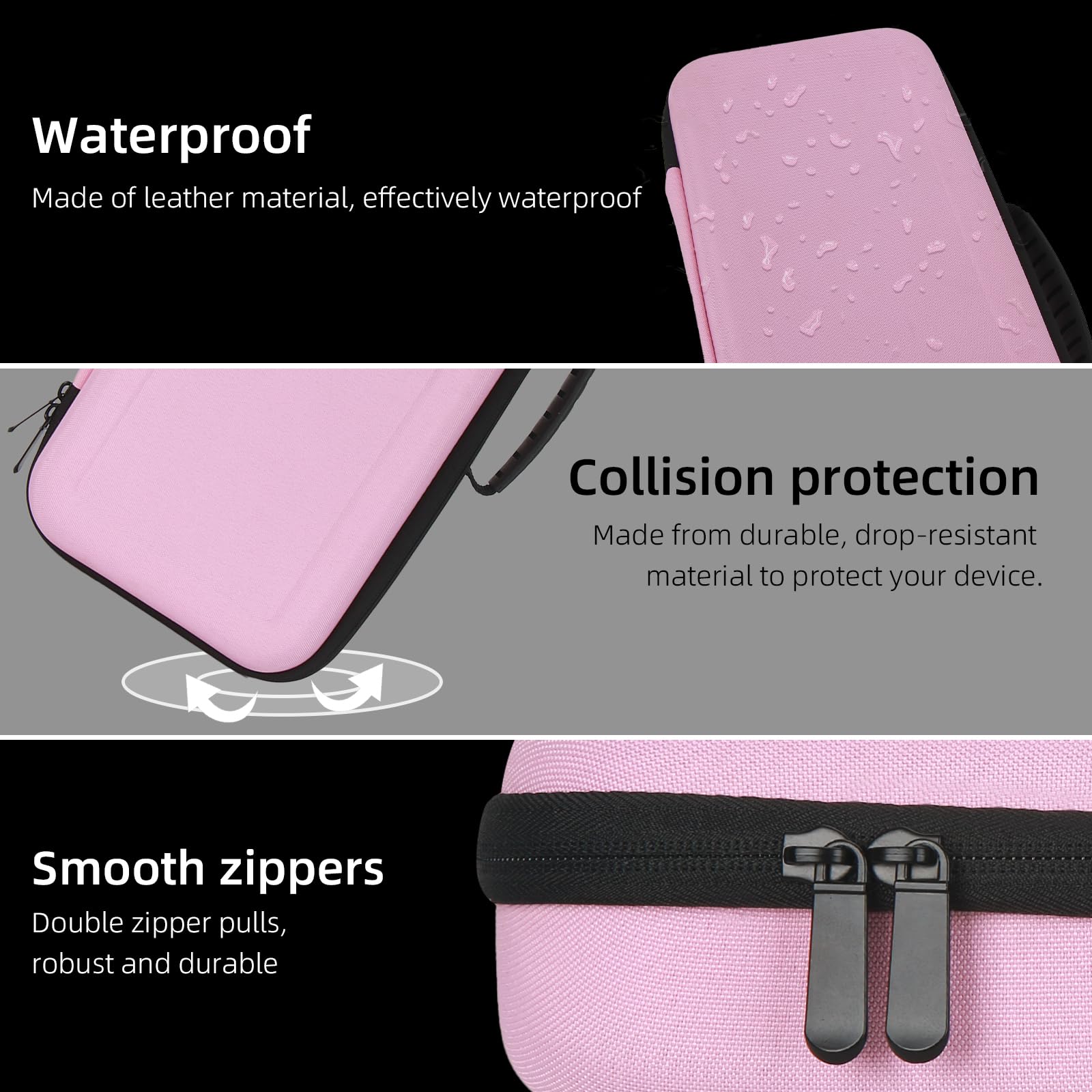 Funda rígida de viaje compatible con alisador de pelo Dyson Airstraight HT01 y fuente de alimentación, impermeable y a prueba de golpes, Pink, 1,5 pulgadas, Cary