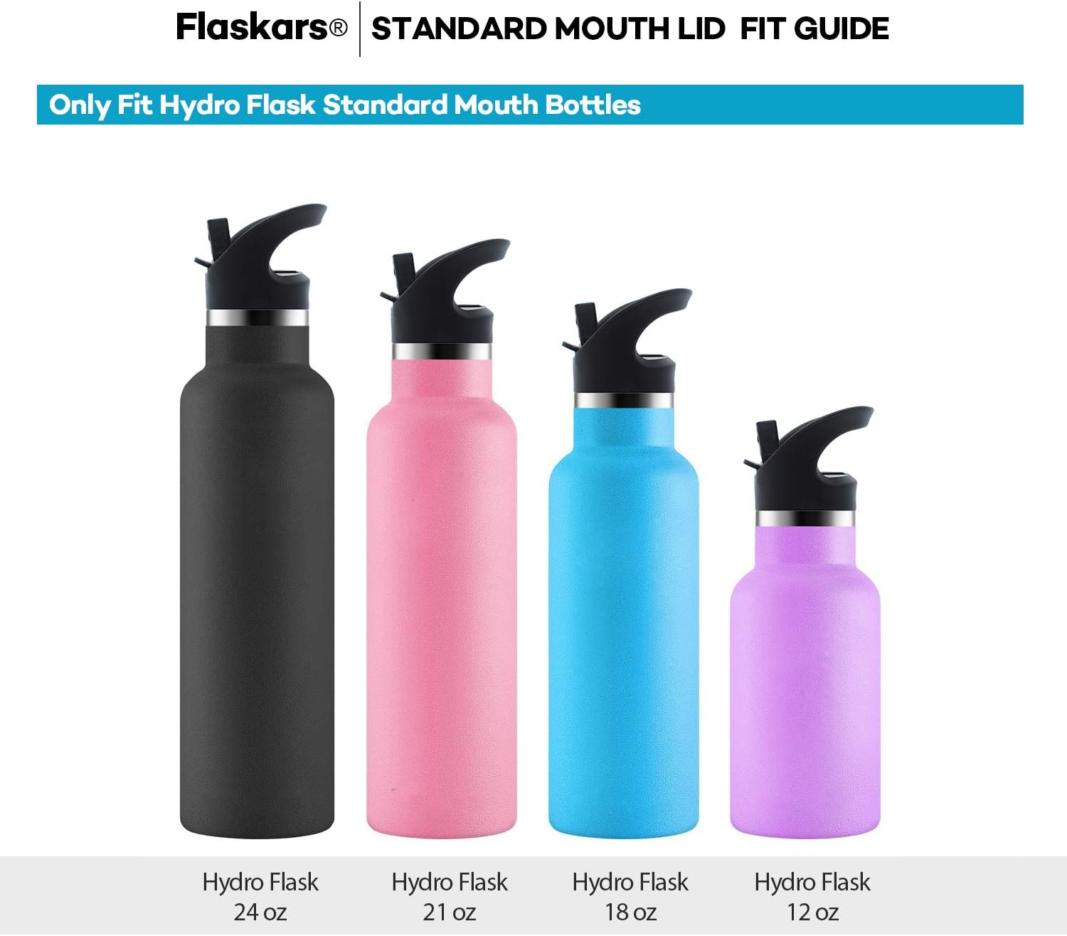 Flaskars Straw Lid for Hydro Flask Standard Mouth Bottle Hydroflask Sport Water Bottle