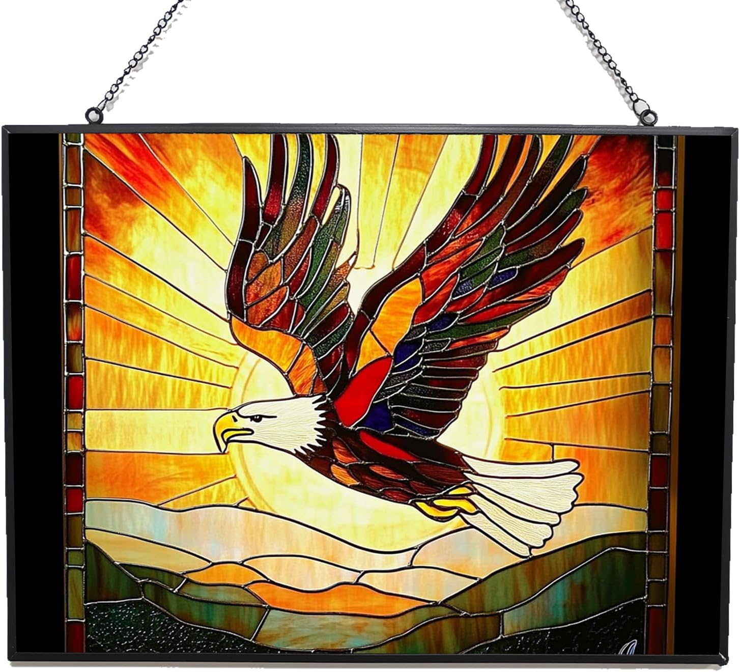 Customized Rectangle Cartoon Unicorn Stained Glass Suncatcher Window Hangings, Stained Glass Panel Sun Catchers Gifts Home Decor Garden Christmas Halloween Wedding