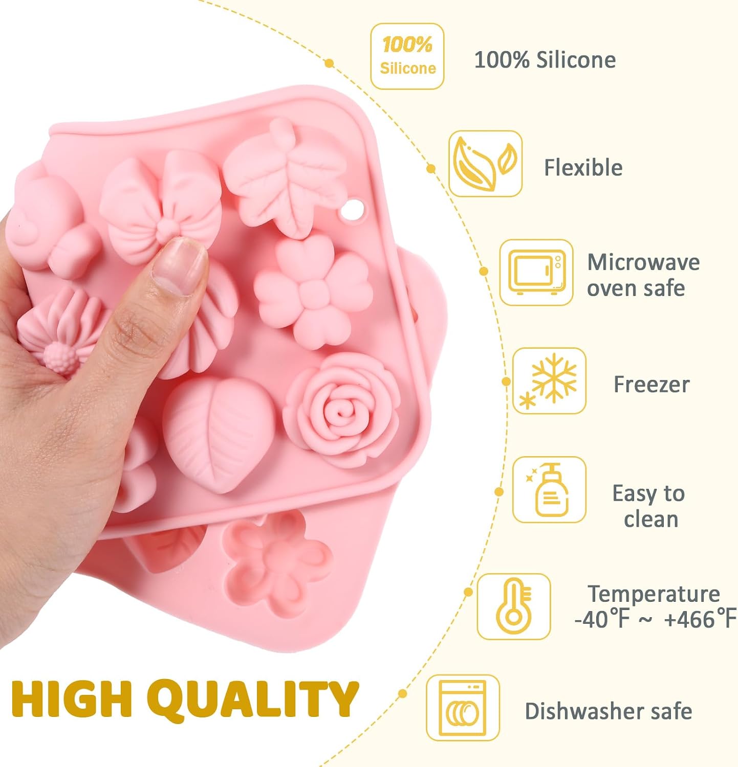 2 Pcs Flower Molds Silicone Candy Silicone Daisy Chocolate Bow Tie Leaf Jello Ice Tulip Flower Cookie Molds for Desserts Making