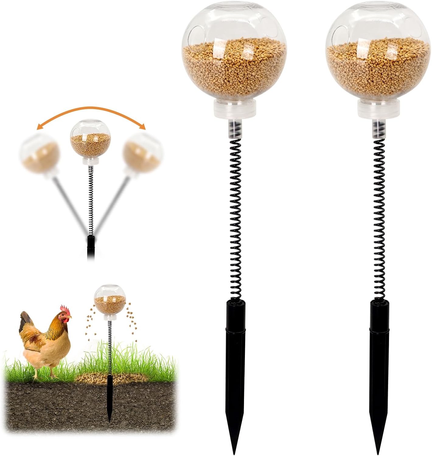 2 Pack Chicken Peck Toy, Interactive Slow Feed Release Toy for Foraging | Chicken Swing Feeder Coop Accessories Reduce Boredom and Feather Pecking Enrichment Toys for Hens, Ducks, Quail, Turkeys