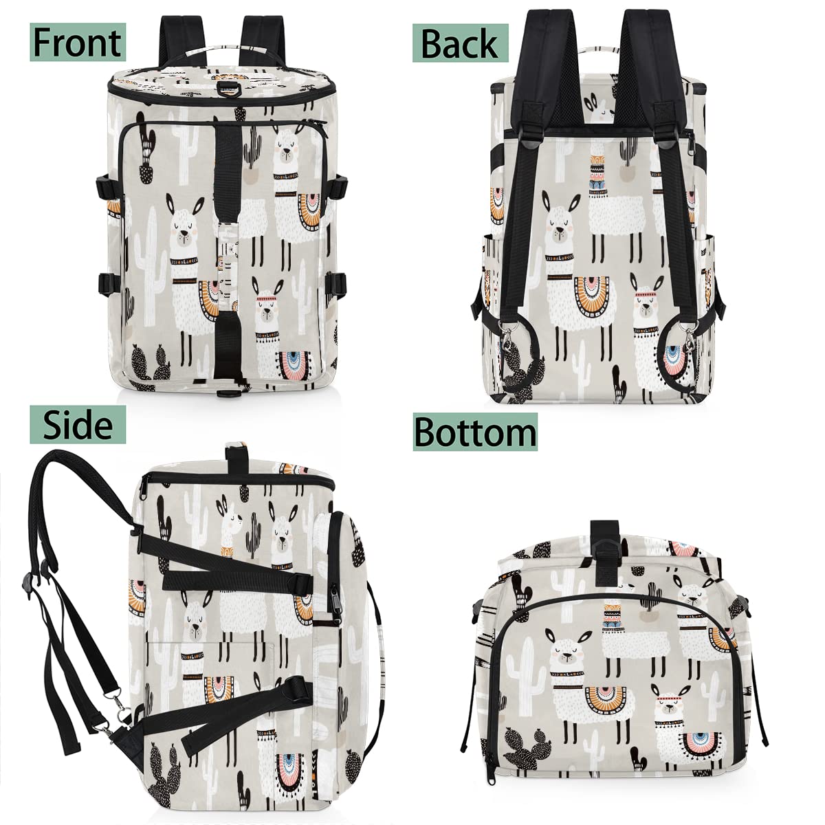 Llama - Mochila deportiva de lona para hombres y mujeres, bolsa de lona azteca con compartimento para zapatos para gimnasio, viajes, senderismo, mochila, Multi 2, Talla única, Deporte