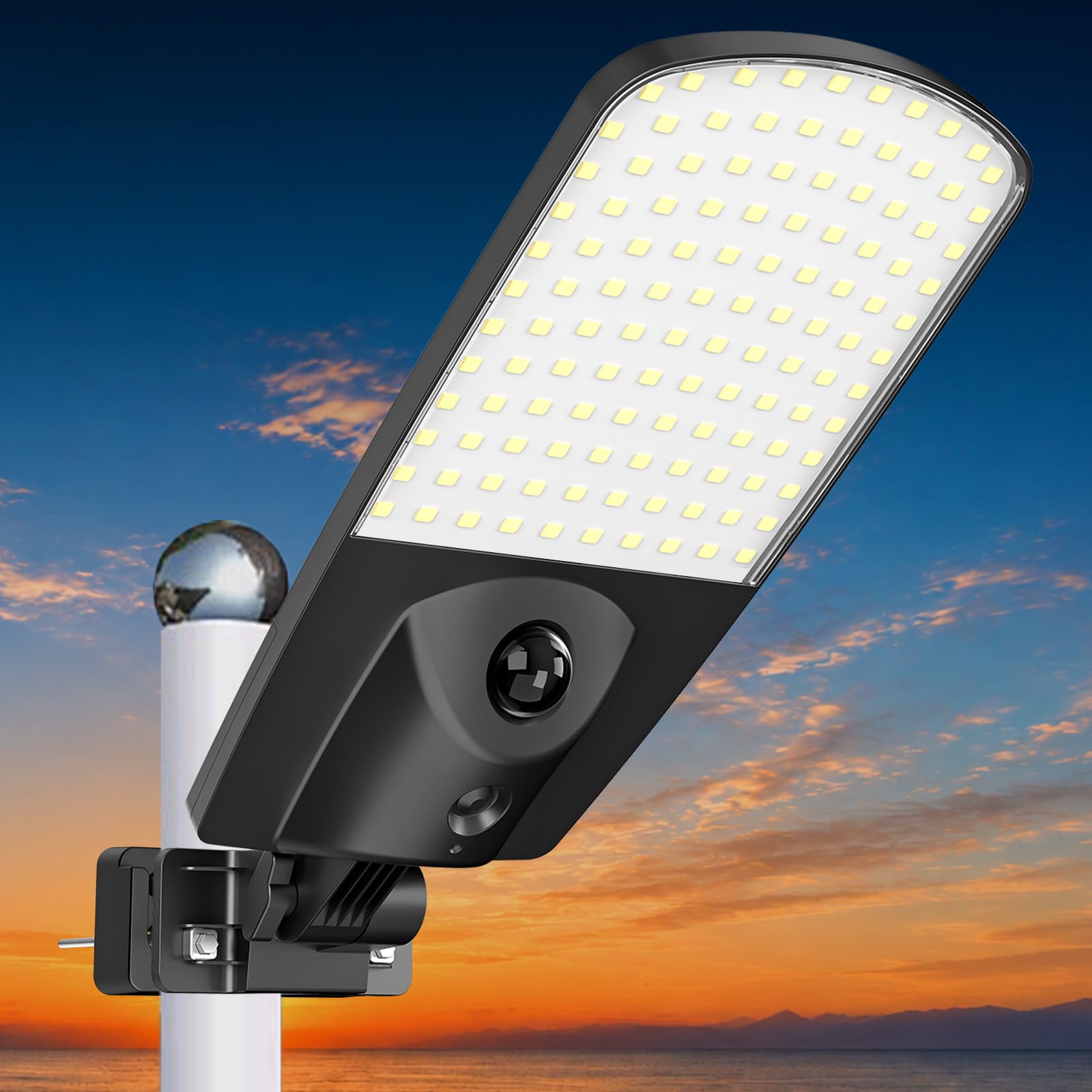 Adewalk 2026 Pannello Ultra Sottile Lampione Solare LED Esterno senza Telecomando, 3000LM, Sensore Radar 12m, IP67 Impermeabile, 135° Regolabile, Lampada Stradale Solare per Giardino Garage Strada