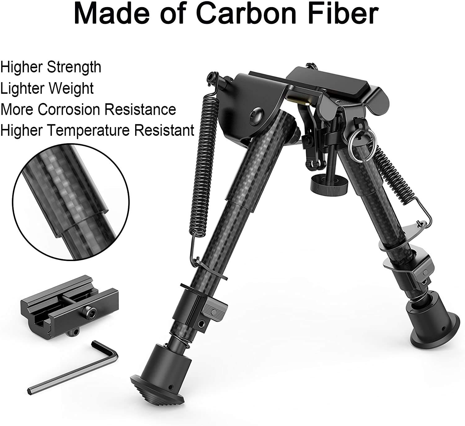 Bipied Fusil Tactique Feyachi 3 En 1 - Réglable 6.3-6.9'' - Avec Rail Mount & Barrel Clamp