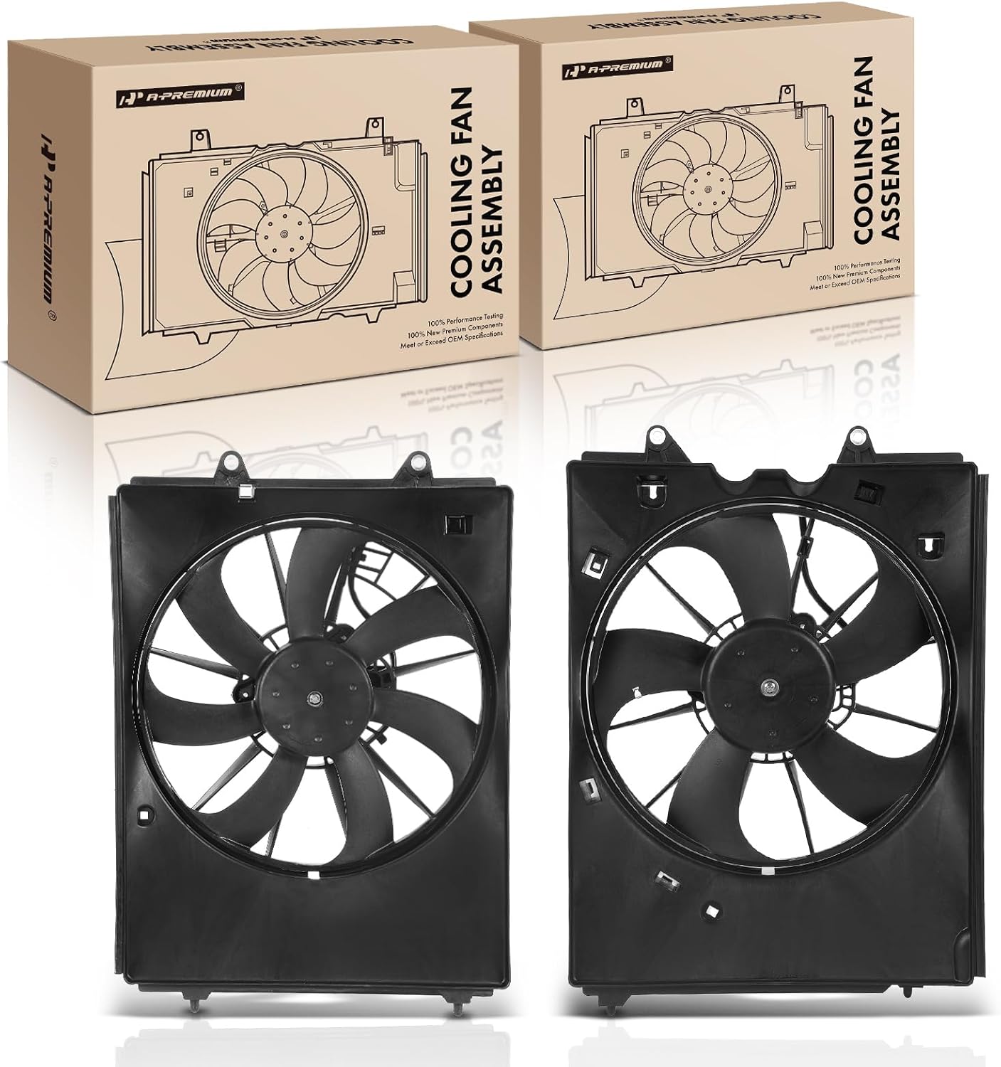 A-Premium Dual Radiator Cooling Fan Assembly (2‑Piece) for Honda Pilot