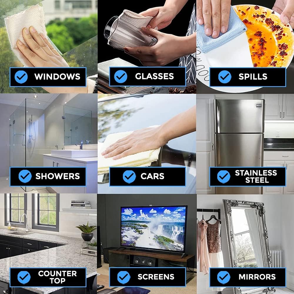 Eayaya 10 Pack Fish Scale Microfiber Glass Cleaning Cloth & Nanoscale Cleaning Cloth,Bigger Size 15.7x11.8inch,Easy Clean Cloth for: Plates, Glass, Stainless Steel, Car Window,Tableware,Cup
