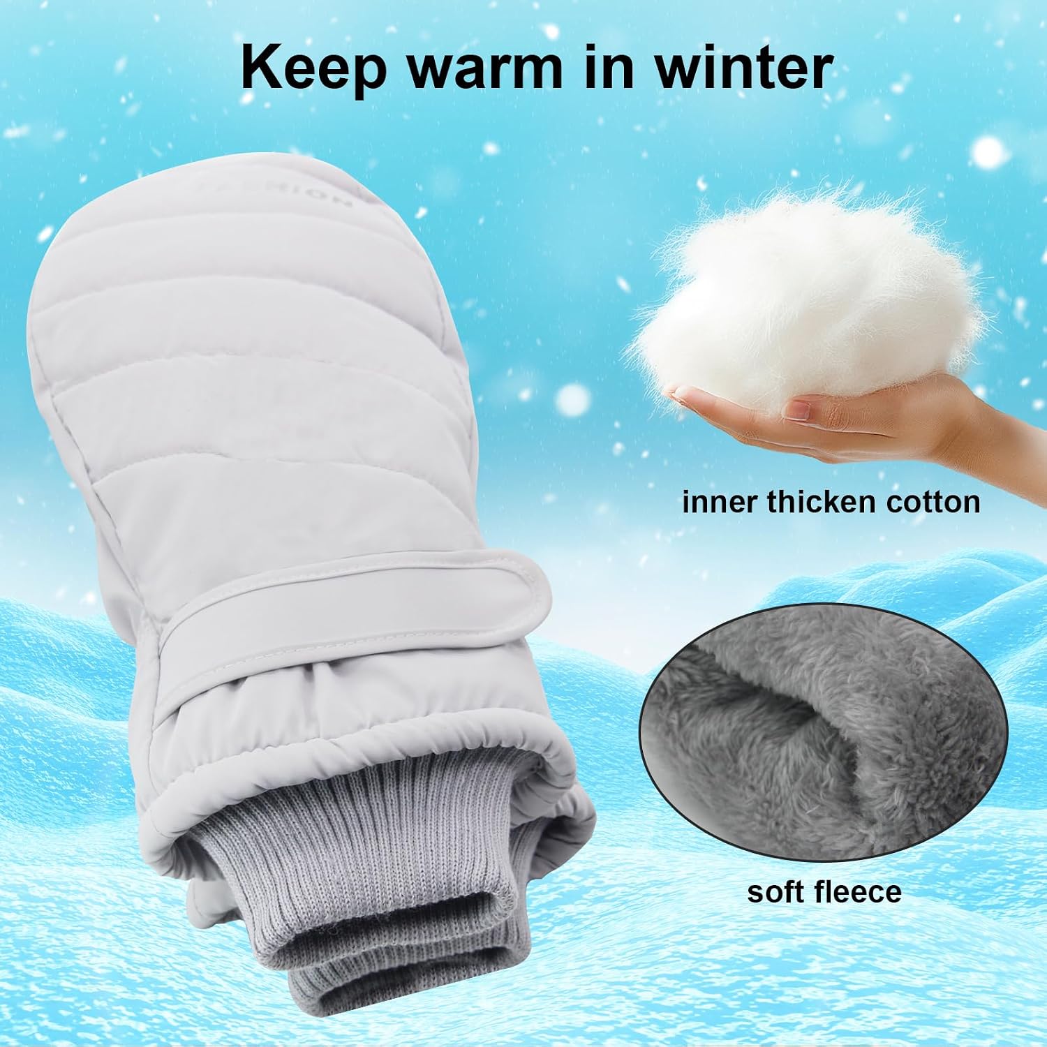 Winter Women Ski Mittens, Waterproof Touch Screen Snow Mitts, Anti Slip Warm Windproof Snowboard Gloves for Skiing Hiking Cycling