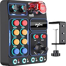 PXN CB1 Gaming Button Box – Sim Drive Control with 19 Buttons (9 Types), 30 Programmable Options, RGB Backlight, USB – Compatible with Windows PC – For Racing, Truck, Farming & Flight Simulators