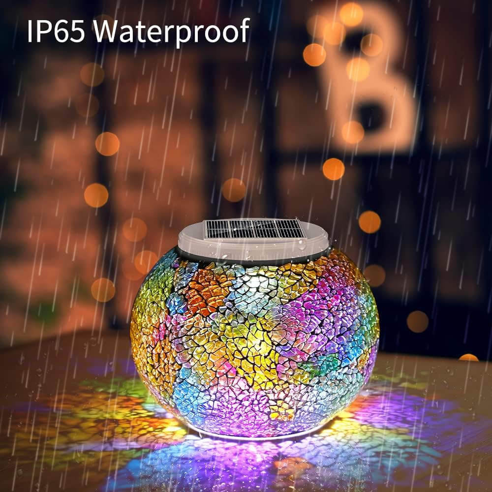 Color Changing Mosaic Solar Light, Multi-colored Crystal Glass Globe Ball Light, Waterproof/Weatherproof LED Mosaic Table Ball Light for Patio,Garden,Yard,Walkway/ Outdoor/Indoor Christmas Decoration - - 