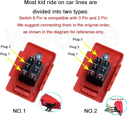 Miniatura 5 de weelye Interruptor de control de reinicio de pedal de pedal de acelerador de 6 voltios y 12 voltios para niños, juguetes eléctricos para niños,