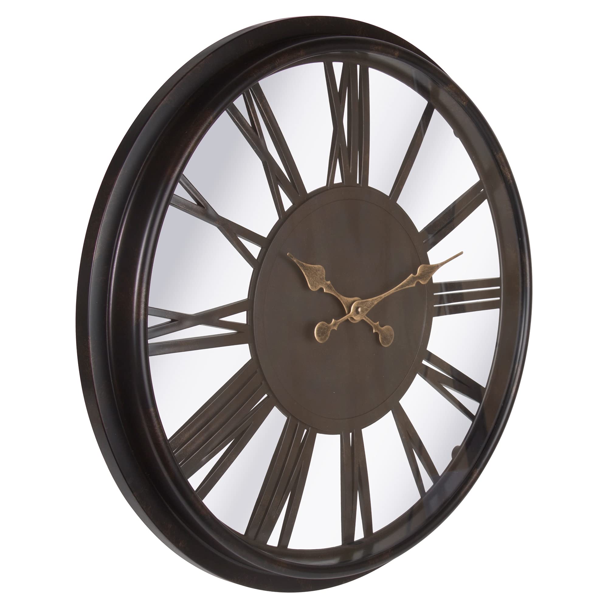 Kiera Grace Round Antique Jayce Living Room Decorative Plastic Wall Clock, 20 x 20 inches, Black