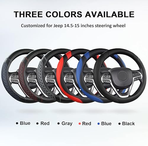 Miniatura 7 de West Llama Funda personalizada para volante de automóvil para Jeep Grand Cherokee, Wrangler, Brújula, Gladiator, Cherokee de 15 a 15.5 pulgadas