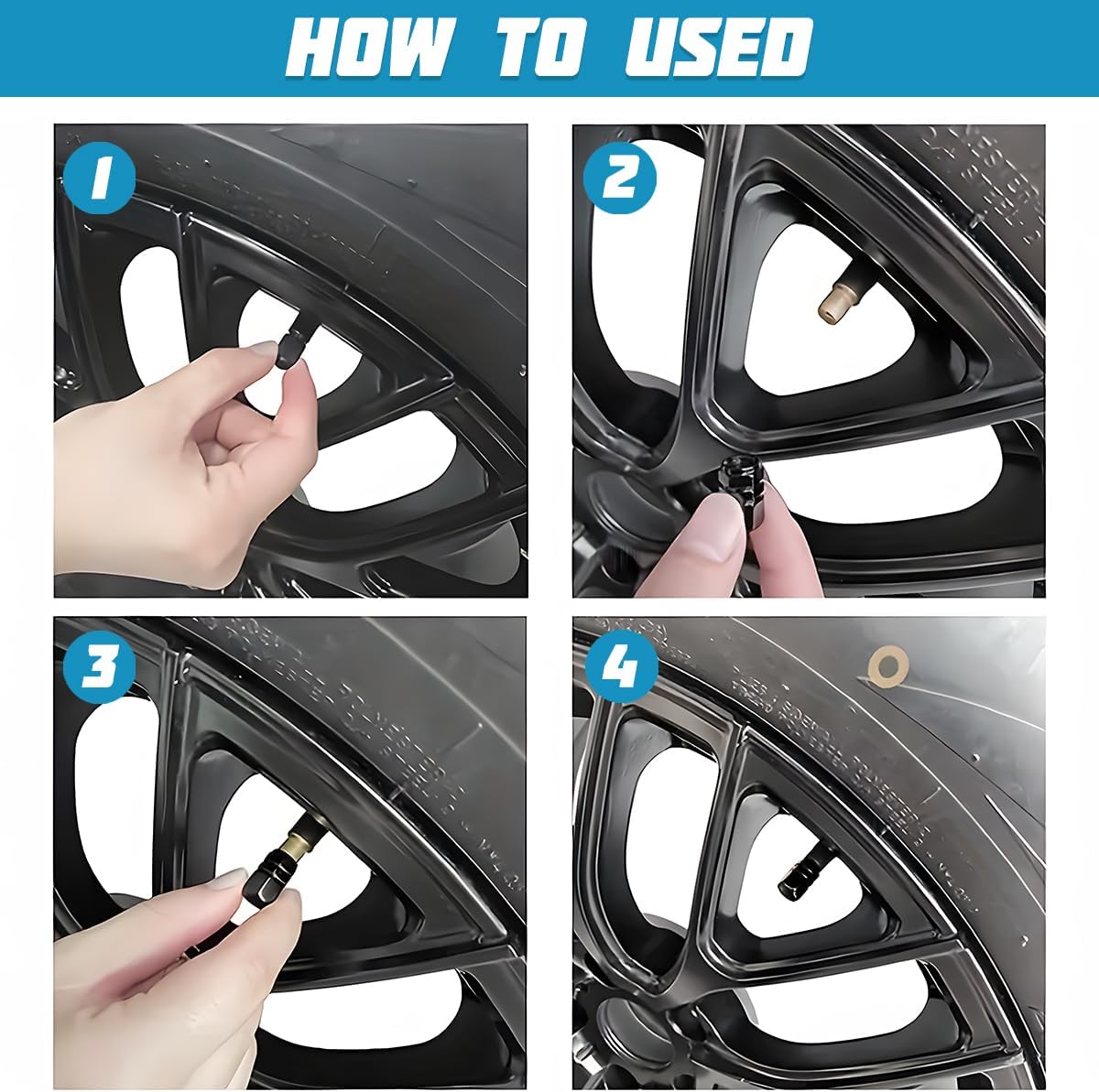 Car Tire Stem Valve Caps, 8 PCS Aluminum Alloy Valve Stem Covers, Leak-Proof Tire Cap Cover Accessories, Hexgon Style Wheel Air Valve Caps for SUV Car Bike (Silver) - Image 4