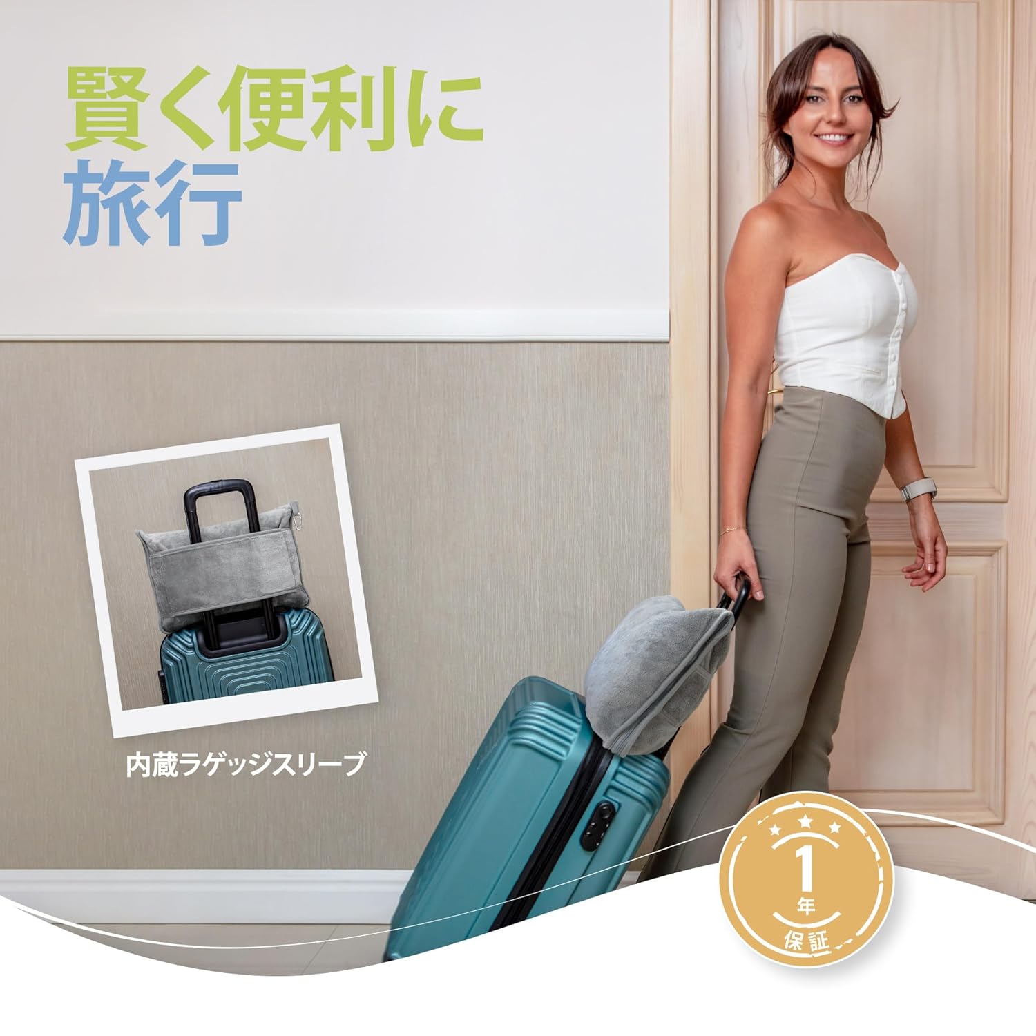 [BOACAY] 飛行機や車用の柔らかくて暖かい旅行用ブランケット - 女性、男性、子供にとっての長距離フライトの必需品 - 持ち運びに便利なスーツケースベルトとバックパッククリップ付きのコンパクトな枕