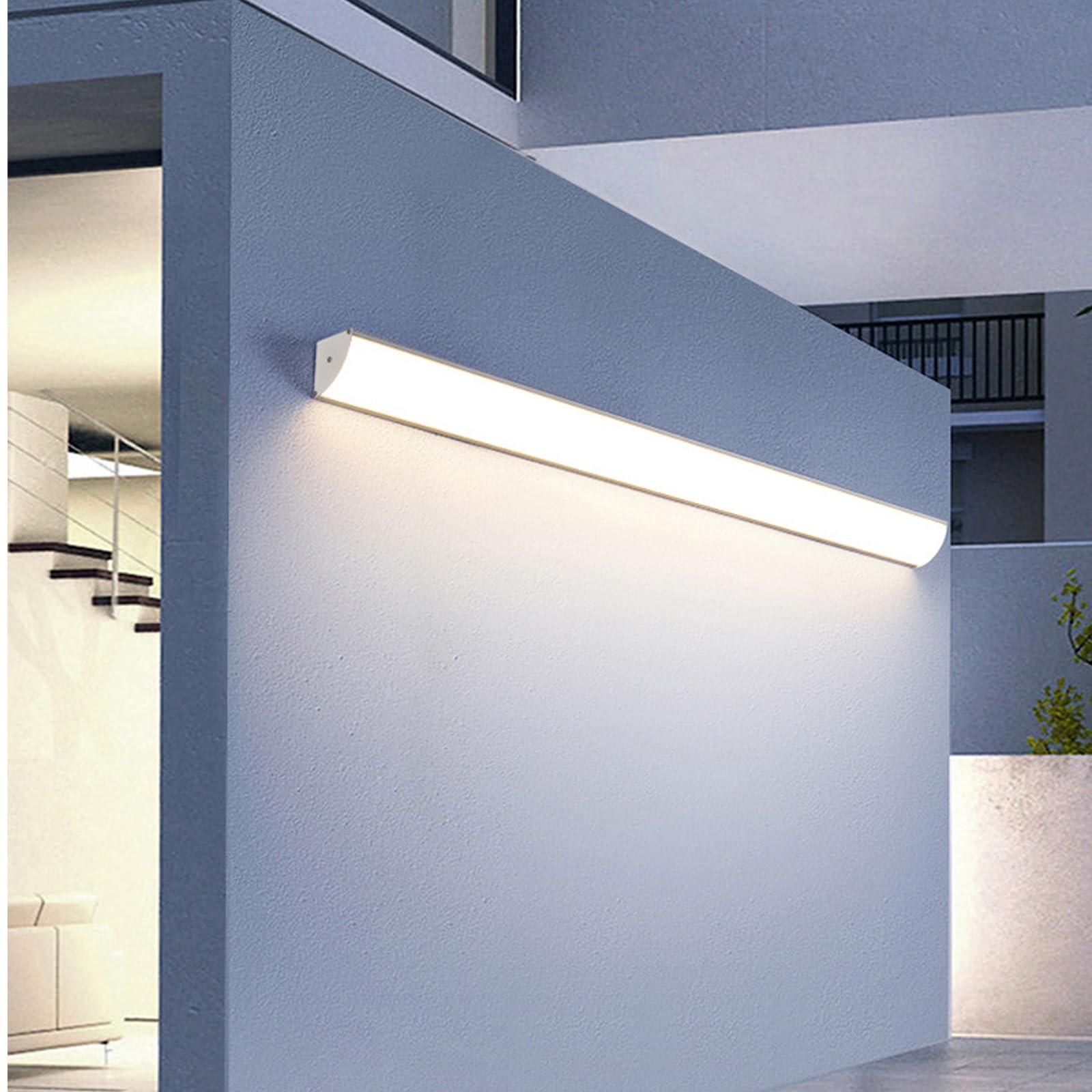 LED Applique da Parete Esterno IP65 Impermeabile Ingresso Lampada da Parete Terrazza Lampada a Muro Esterni Ed Interni Lunghe Alluminio per Terrazzo Cortile Portico (Argenteo-Luce Neutra,150cm)