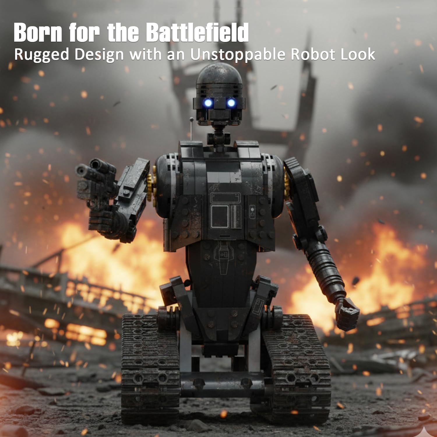 Robot Building Kit with Remote Control, Programmable RC Robot Toy with LED Eyes Light Kit, STEM Robotics Kit for Teens & Adults, Compatible with Lego Set, 588 PCS