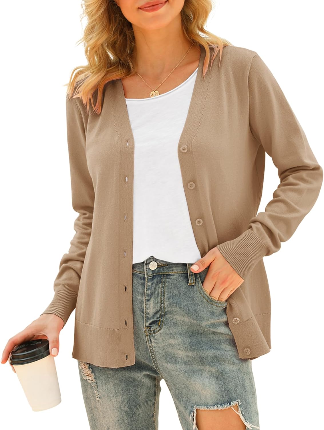 VIISHOW Women's V Neck Button Down Knitwear Long Sleeve Soft Basic Knit Cardigan Sweater