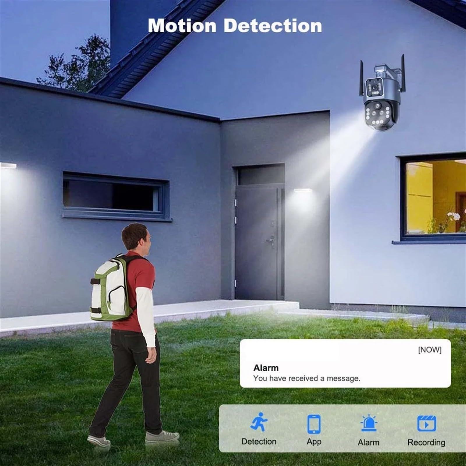 Telecamera Wifi Esterno, Telecamera IP 8K 16MP Zoom 20X PTZ Telecamera di sicurezza wireless esterna Telecamera CCTV a quattro lenti Telecamere di videosorveglianza 4K Smart Home ,Sicurezza, Antifurto