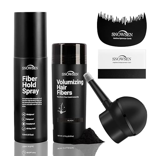 Hair Building Fibers for Thinning Hair, Black, 27.5g, Professional 5-in-1