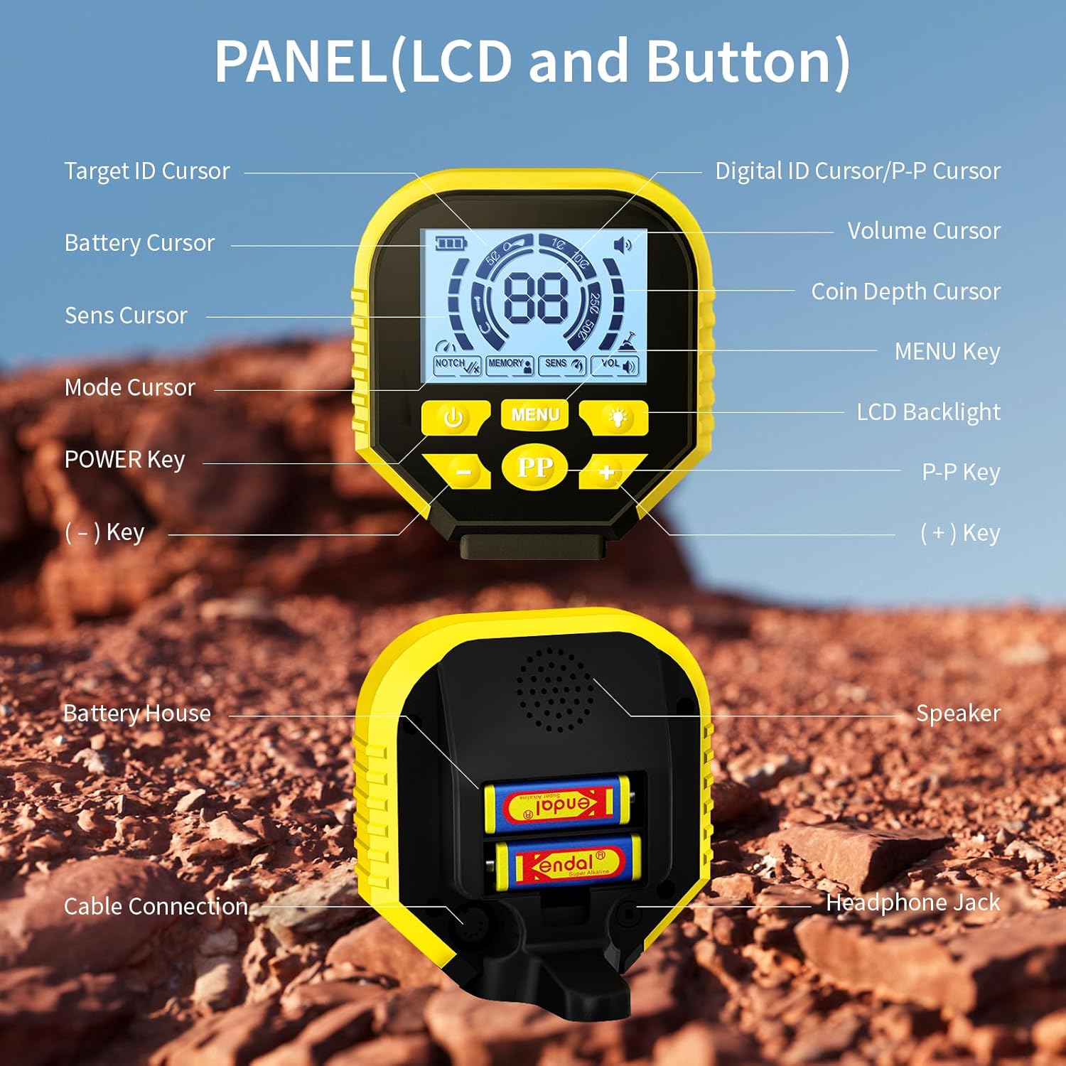 2026 latest metal detector for adults, professional waterproof & adjustable stem, higher accuracy gold detector with lcd, advanced dsp chip, suitable for beach and backyard, yellow