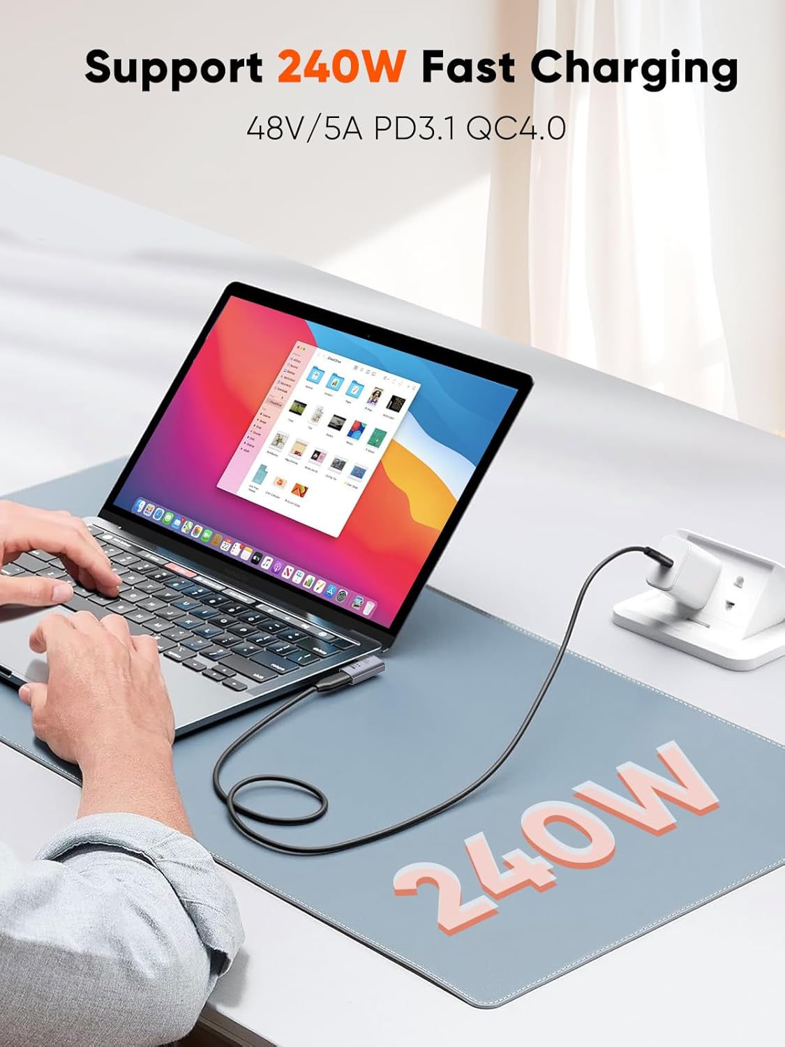 CableCreation Right Angle USB C Adapter 5 Pack, USB C Male to Female 90 Degree Adapter 40Gbps 240W Compatible with Thunderbolt 4, USB 4, Notebook, PC, Tablet, Phone and More, Right Angle