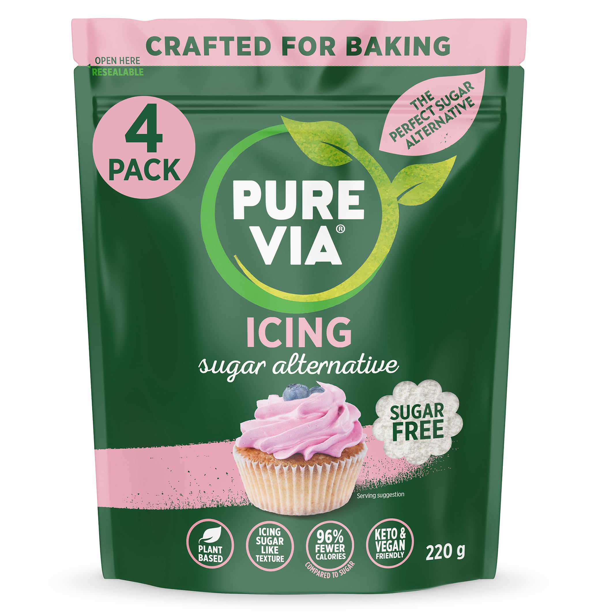 Pure Via Baker’s Secret Icing Sugar Alternative Perfect for Baking 4 x 220G