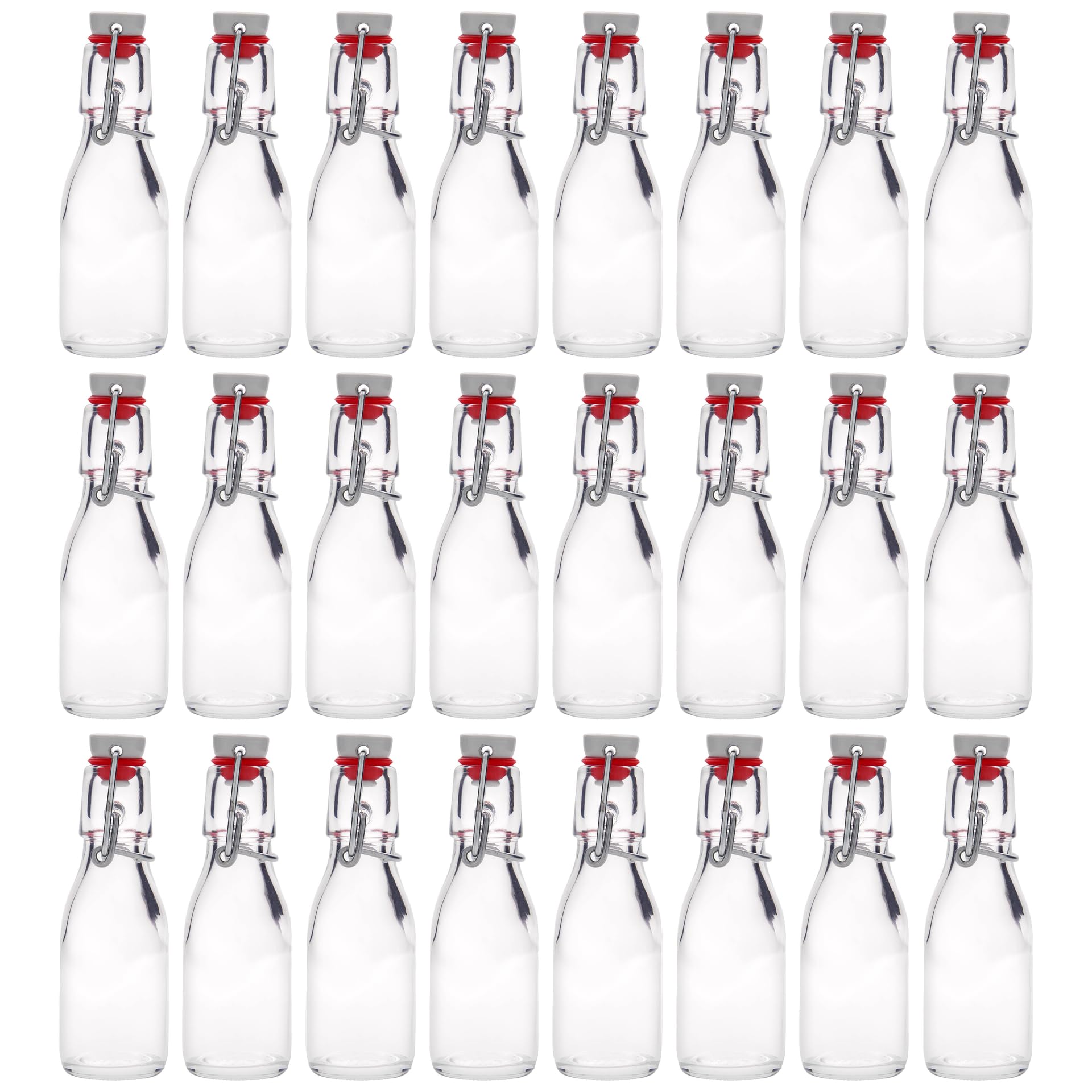 Botella de cristal Paul de 100 ml, juego de 24 unidades, cristal transparente con cierre de clip