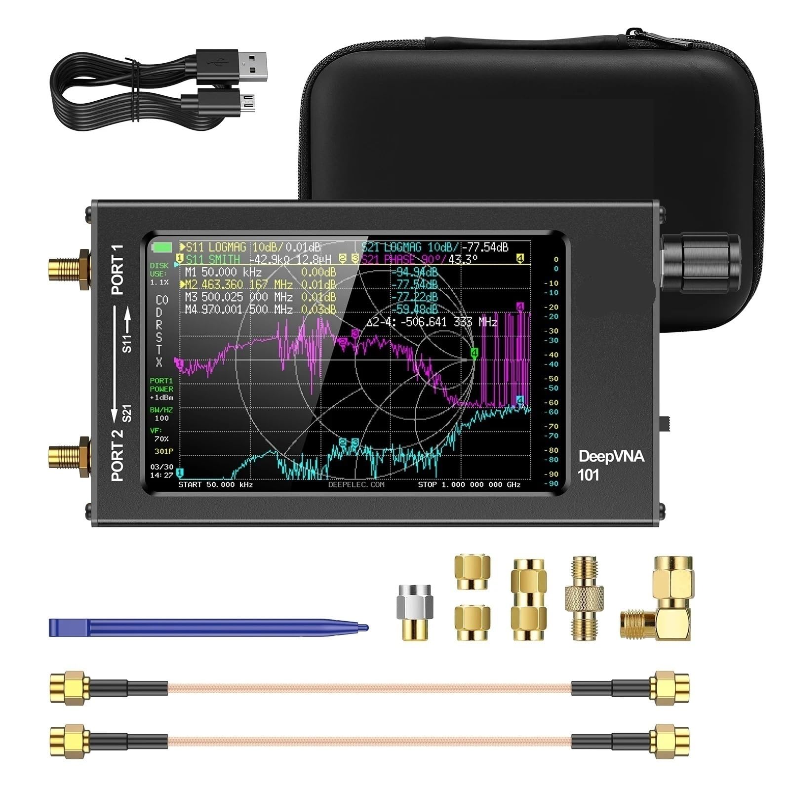 Analizator sieci, Analizator Sieci VHF/UHF: Miernik SWR 4,3" 10k-1,5 GHz HW3.2 | LCD IPS, Metalowa Obudowa