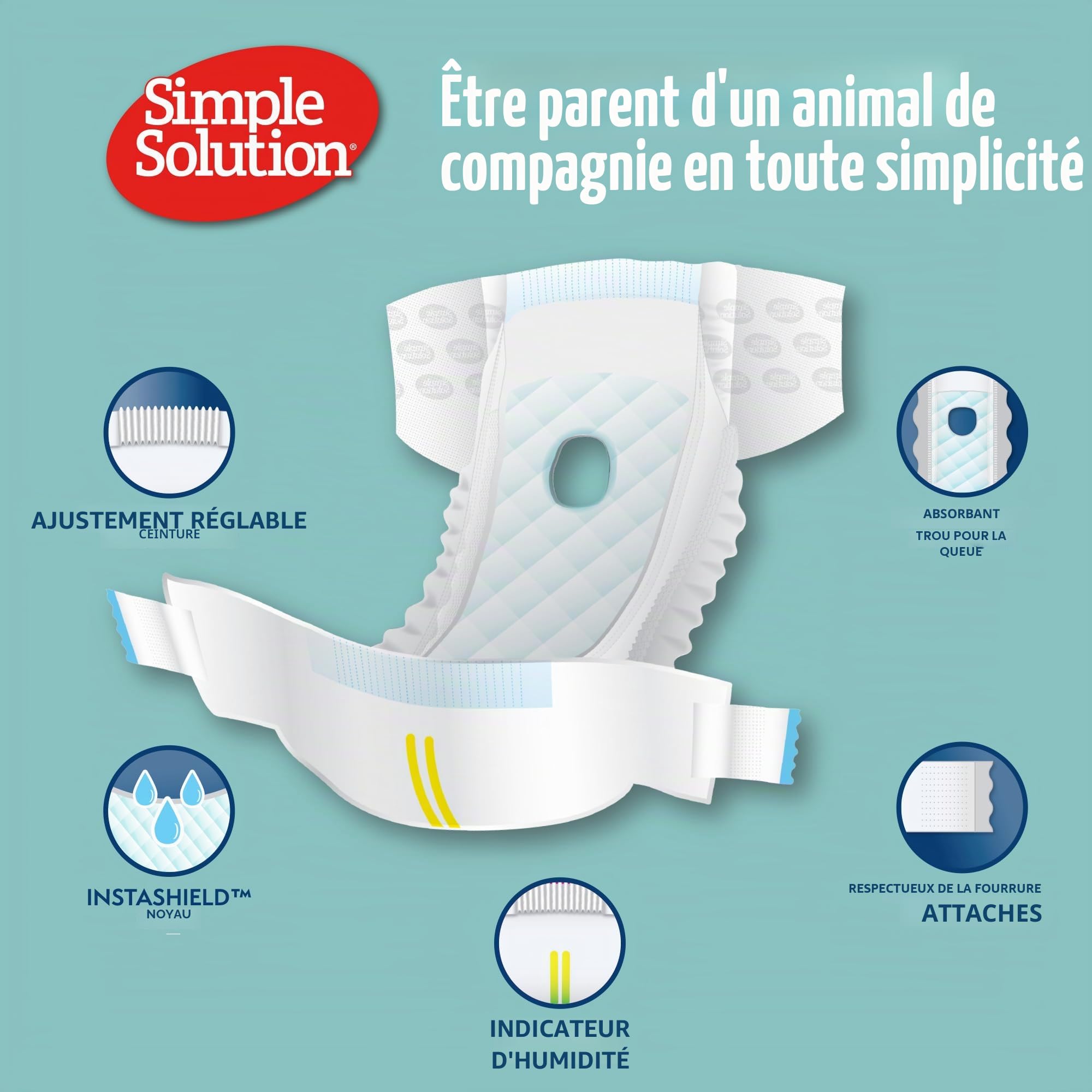 Couche jetable simple pour chien - Super absorbante et anti-fuite - Pour femme - Pour la chaleur, la miction excitante, l'incontinence ou la formation de chiot