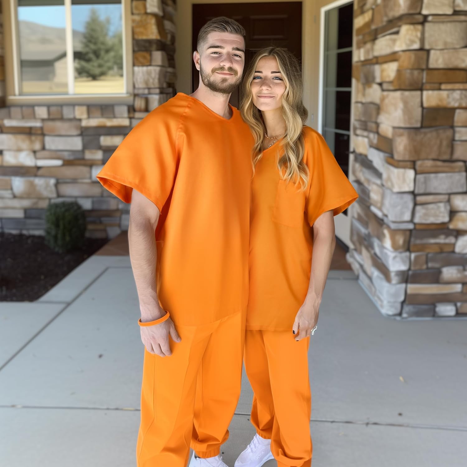 Women's Prison Inmate Costume Set Orange Two-Piece Adult Halloween Criminal Outfit - Image 6