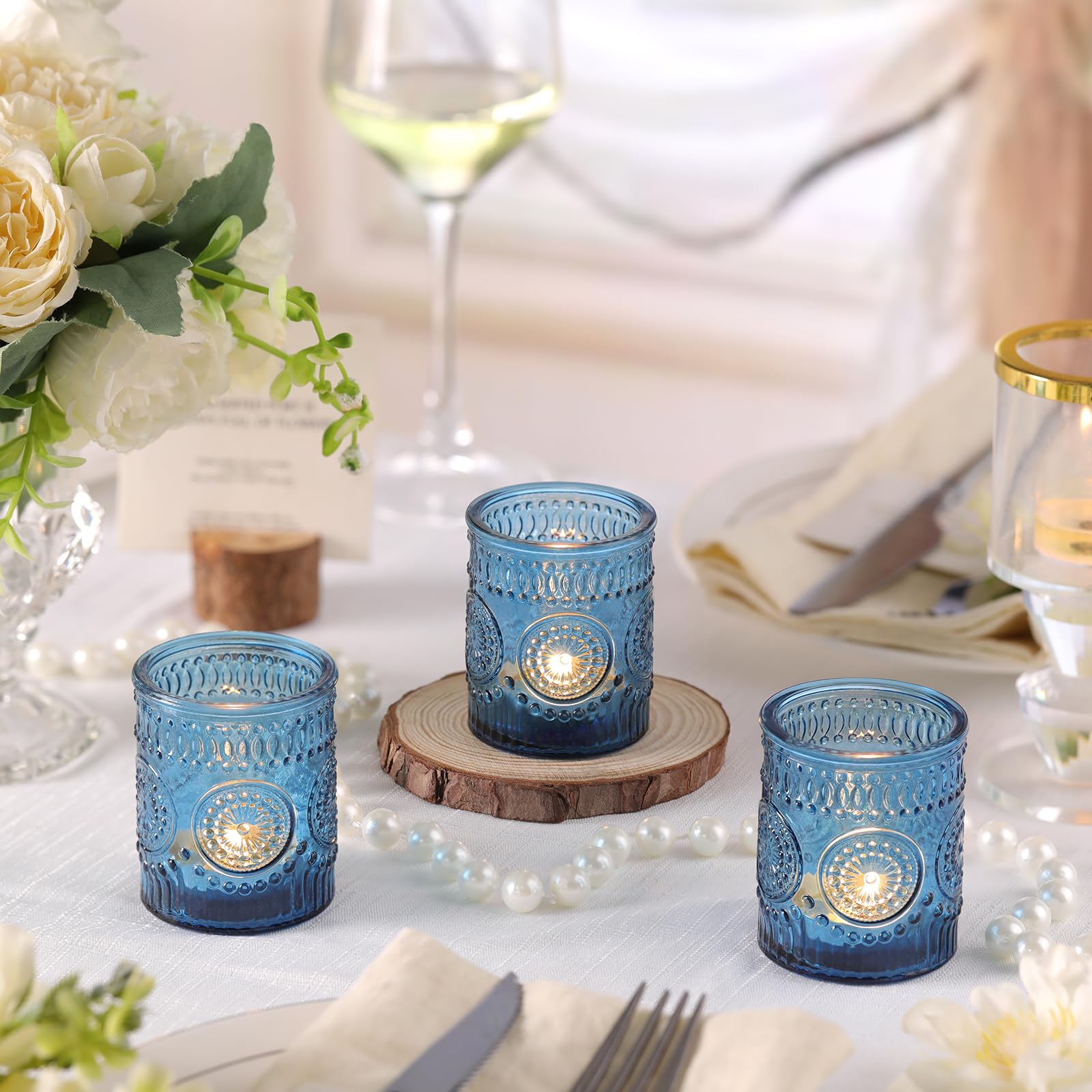 Lanttu Lot de 12 photophores en verre vert pour centres de table de mariage, fêtes d'anniversaire, décoration d'intérieur et décoration de vacances