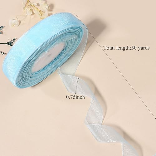 Miniatura 2 de Cinta de organza transparente de 34 de pulgada, 50 yardas, cinta de gasa para envolver regalos, decoración de Navidad, Halloween, ramo de boda y