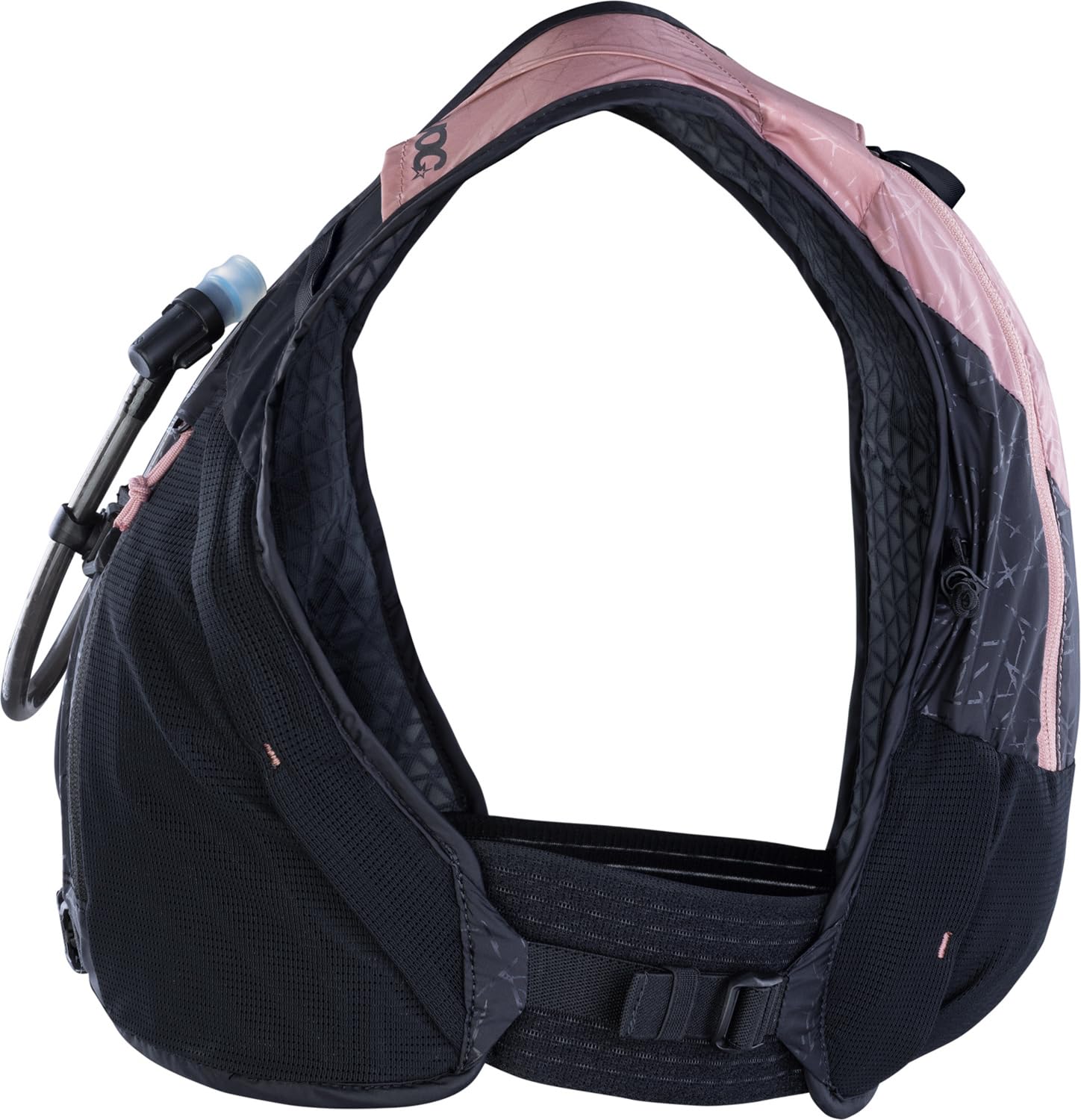 EVOC HYDRO PRO 6 + HYDRATION BLADDER 1,5, zaino idratante (2 scomparti per alimenti e tasche con cerniera, incl. sacca idrica da 1,5 l, taglia unica), rosa antico - nero