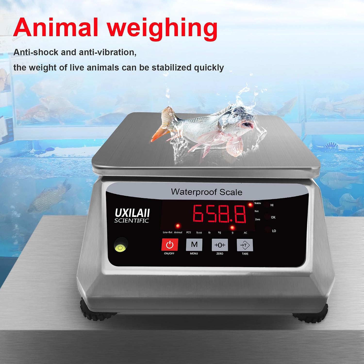 Professional Waterproof Digital Food Scale 66lb with Large Weighing Pan Stainless Steel Kitchen Scale for Coffee, Baking, Meat, Fish and Vegetables Commercial Grade Waterproof Scale