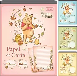 Kit C/ 4 Papel de Carta Pooh TILIBRA - 50 Folhas
