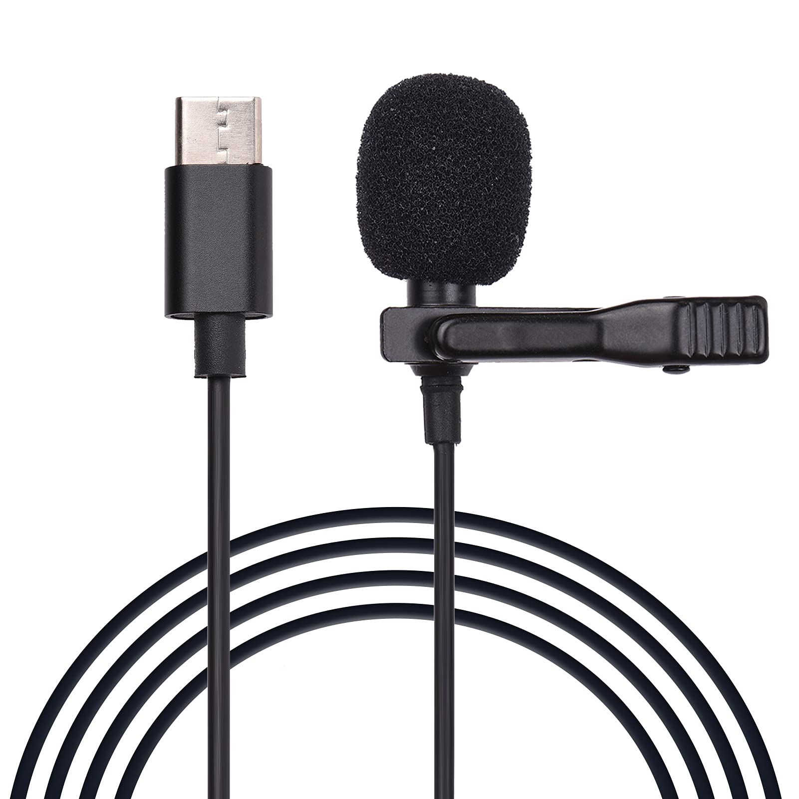 Pepisky K05 Professional Lavalier Microphone Omnidirectional Lapel Mic with Easy Clip-on Noise Reduction Mic for Interview Podcast Video Conference Compatible with Android (3m/Type C Cable)