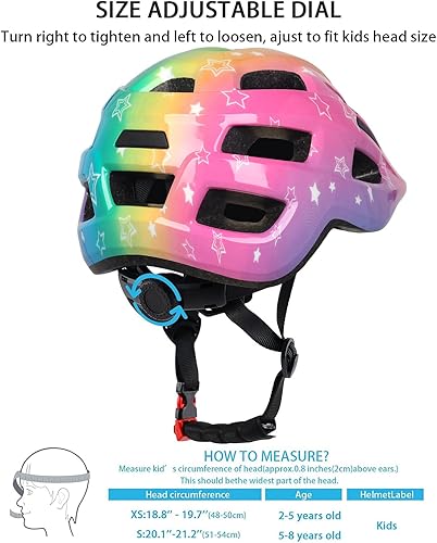 Miniatura 10 de Casco de bicicleta para niños de 1 a 8 años, cascos ajustables para niños y niñas, casco ligero para niños, ciclismo, scooter, deportivo, 18.9-21.3