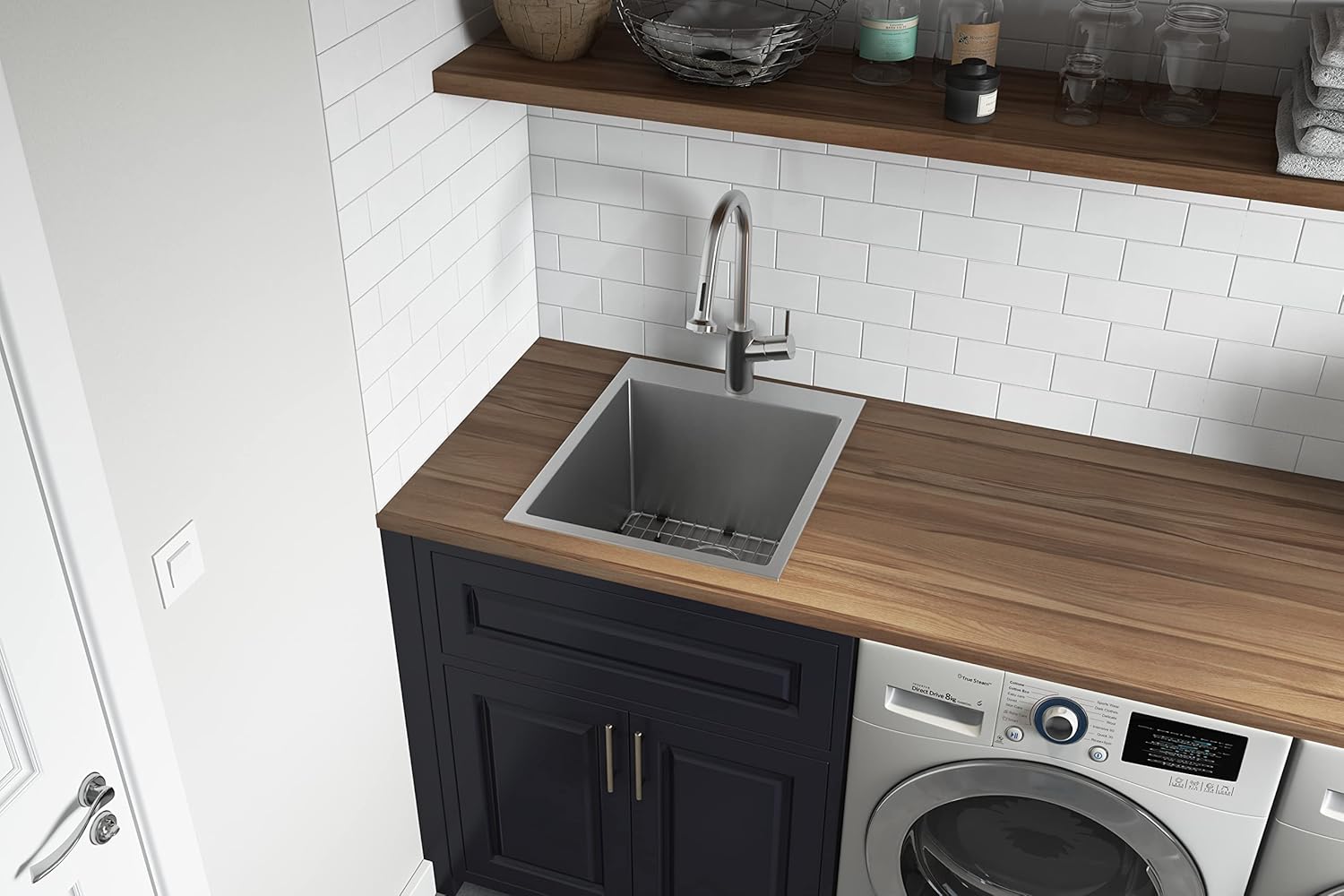 Ruvati 18 x 22 x 12 inch Rounded Corners Topmount Laundry Utility Sink - Deep 16 Gauge Stainless Steel Laundry Sink with Brushed Finish hides scratches - Easy-to-Clean - RVU6018