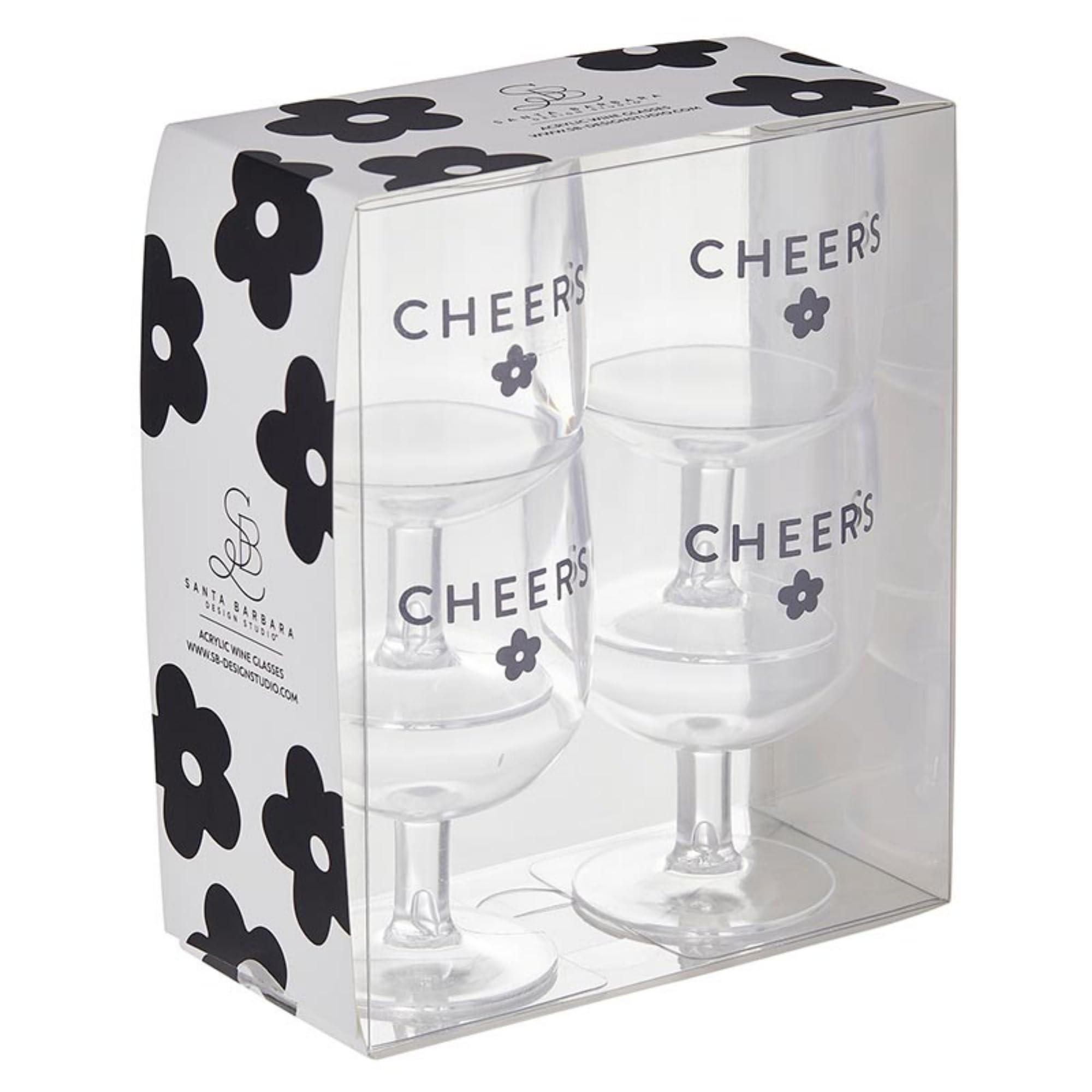 Santa Barbara Design Studio Copas de vino irrompibles Sippin' Bonitas copas de vino apilables de acrílico, juego de 4, Cheers