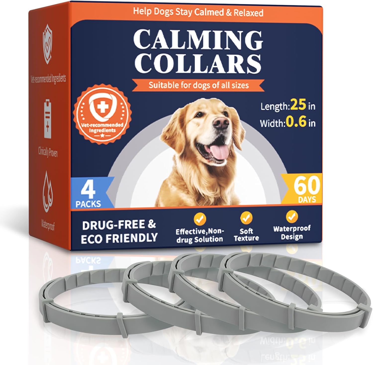 Calming Collar for Dogs 4 Packs Dog Anxiety Relief Pheromone Collars 60 Days