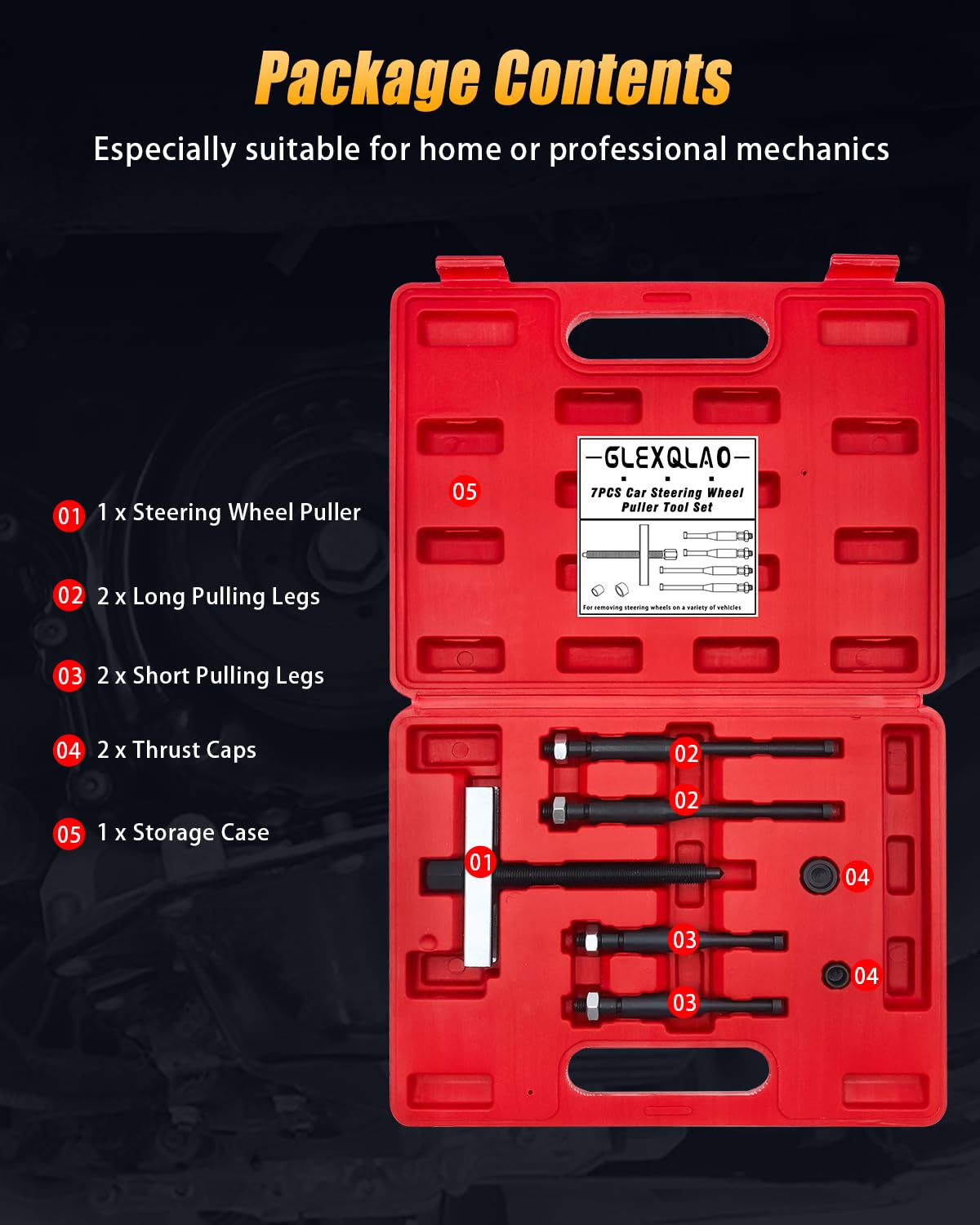 Juego de extractor de volante, kit de herramientas de extracción de volante de coche para diferentes vehículos, distancia ajustable de 1.5 a 3.3 pulgadas