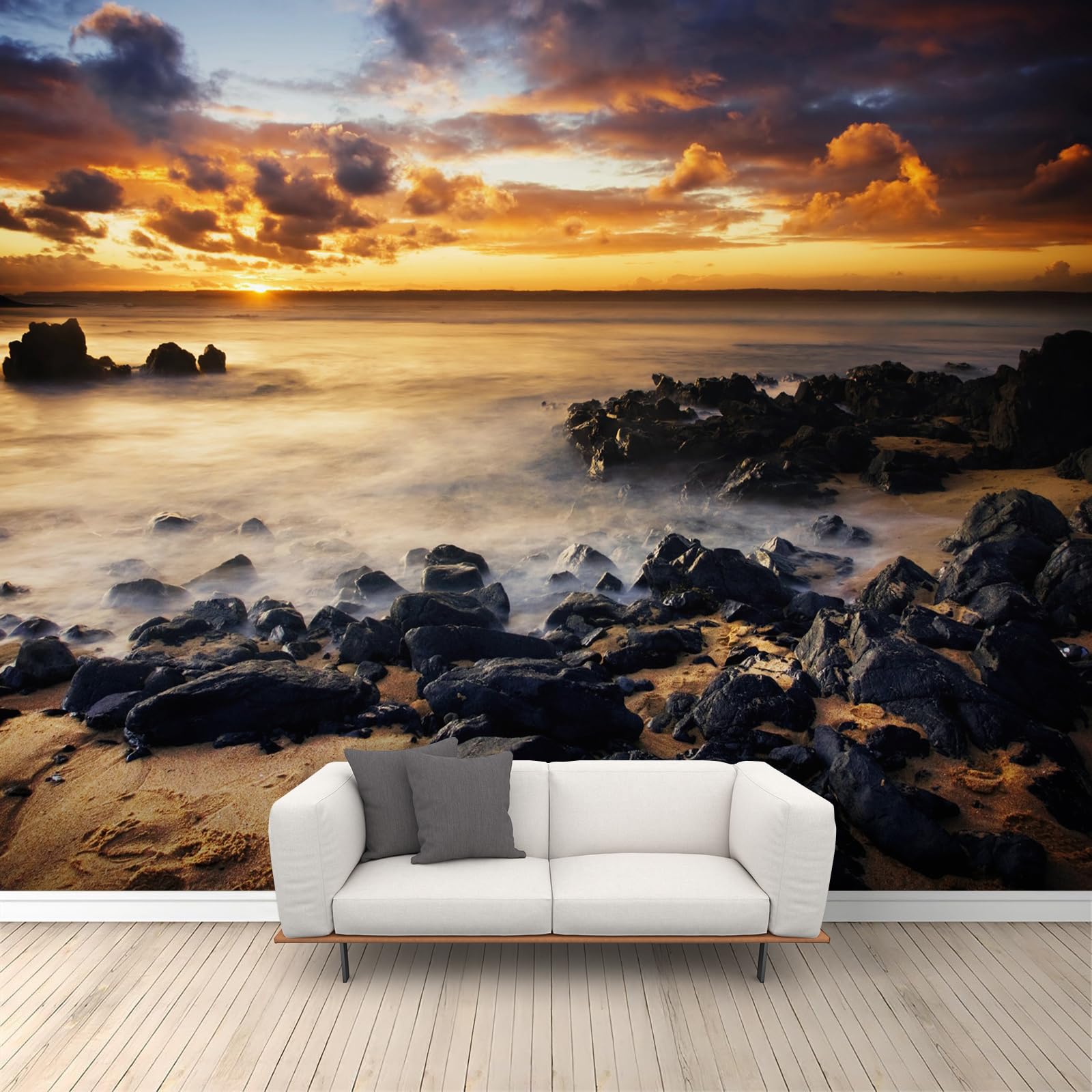 Papier peint photo mer et plage grand format 450x305 cm pour un canapé